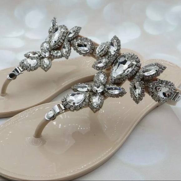 💎Women’s Beige Rhinestone Sandals💎 - Picture 4 of 5